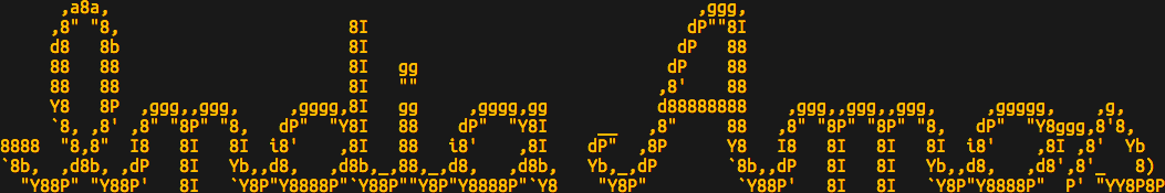 ASCII art that reads “India Amos”